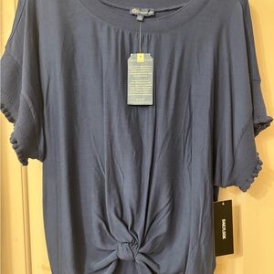 Democracy Gray Flutter Sleeve Tie Front T-Shirt